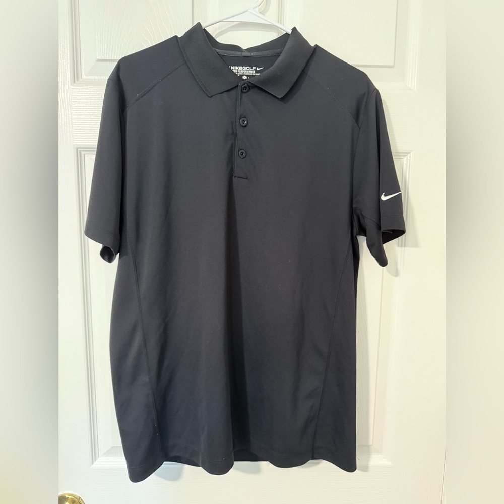 Nike Golf Polo Shirt Mens Large Black Dri-Fit Tour Performance